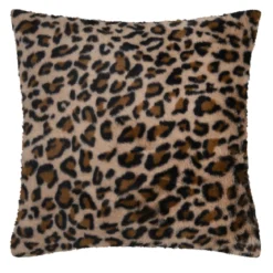 Cuscino quadrato in finta pelliccia di leopardo (45 x 45 cm) Fauves Camel