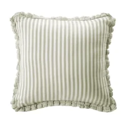 Cuscino quadrato in garza di cotone (45 x 45 cm) Gaïa a righe Verde eucalipto