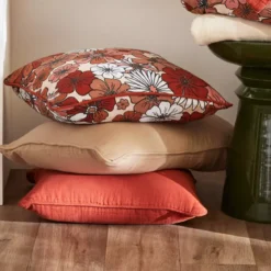 Cuscino quadrato in garza di cotone (45 x 45 cm) Gaïa azalea Terracotta