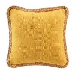 Cuscino quadrato juta e cotone (45 x 45 cm) Akina Giallo ocra