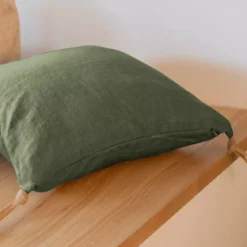 Cuscino quadrato lino lavato (45 cm) Louise Verde rosmarino