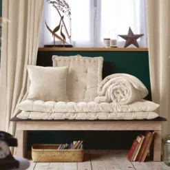 Cuscino quadrato velluto di cotone (45 x 45 cm) Victor Beige pampa