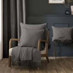 Cuscino rettangolare cotone (40 x 60 cm) Sixtine Grigio ardesia