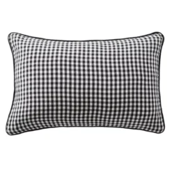 Cuscino rettangolare in garza di cotone (40 x 60 cm) Gaïa vichy Nero