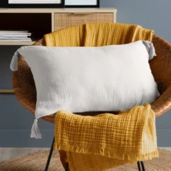 Cuscino rettangolare in garza di cotone (40 x 60 cm) Gaia Grigio nuvola