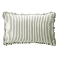 Cuscino rettangolare in garza di cotone (40 x 60 cm) Gaïa a righe Verde eucalipto
