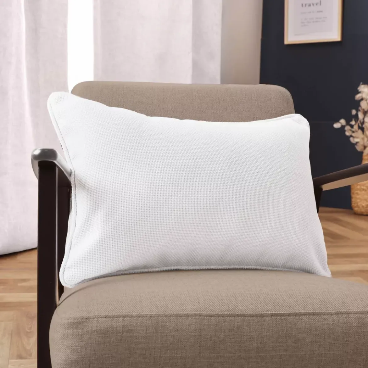 Cuscino rettangolare tessuto (40 x 60 cm) Alba Bianco perla