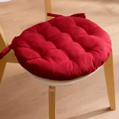 Cuscino rotondo in cotone per sedia (40 cm) Pixel Rosso