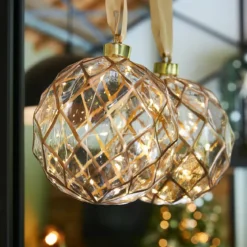 Decorazione da appendere luminosa a pile 30 LED (D14 cm) Vintage Oro/bianco caldo