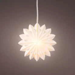 Decorazione da appendere luminosa in carta LED (D40 cm) Origami Floralia Bianco