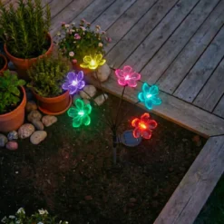 Decorazione luminosa Solare da infilare nel terreno (H70 cm) Flowers Multicolore