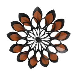 Decorazione murale in metallo (D91 cm) Fiore Nero e marrone