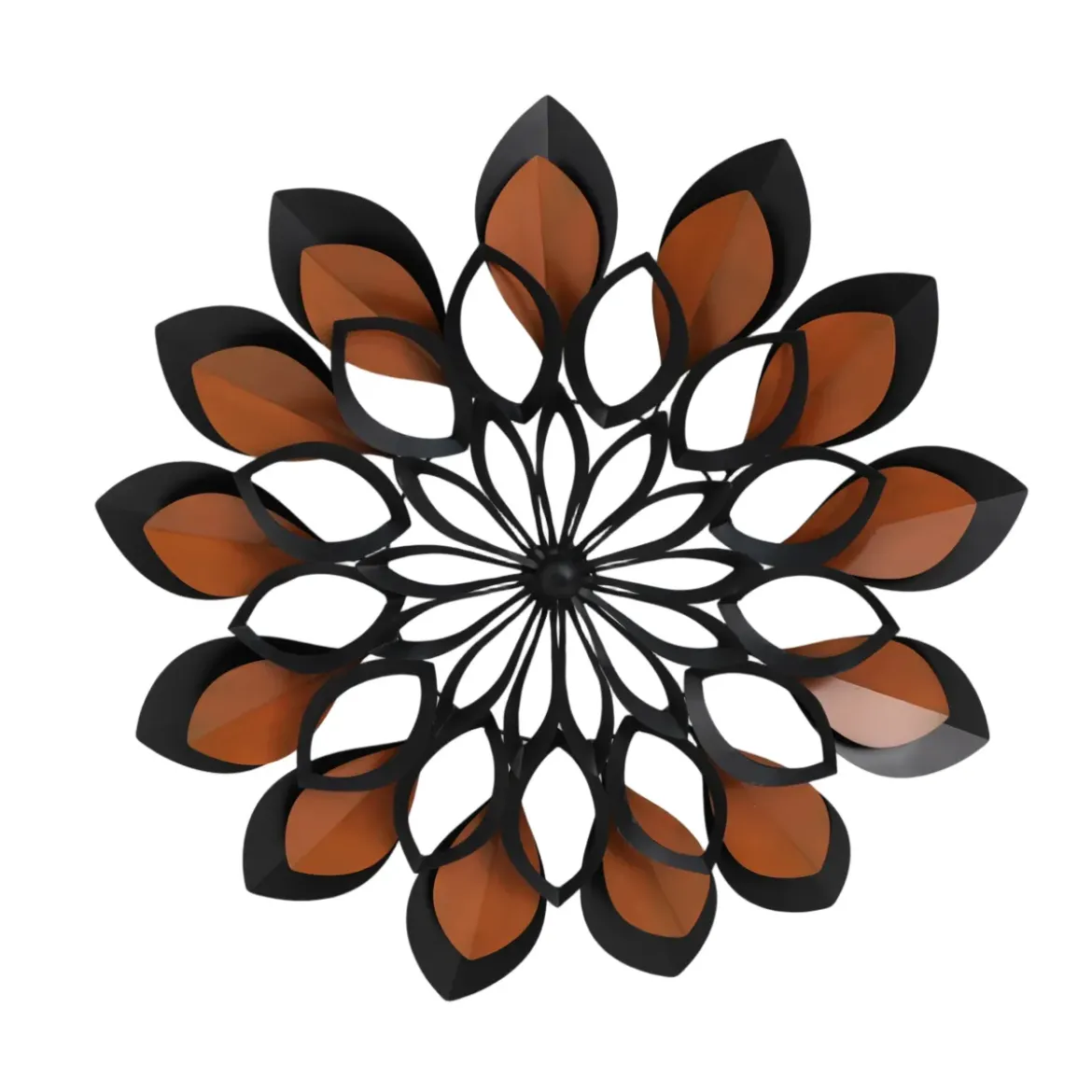 Decorazione murale in metallo (D91 cm) Fiore Nero e marrone