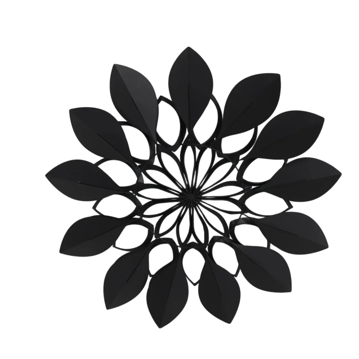 Decorazione murale in metallo (D91 cm) Fiore Nero e marrone