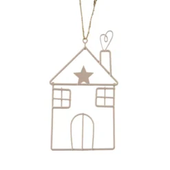 Decorazione natalizia da appendere in metallo (H13 cm) Casa invernale Rosa