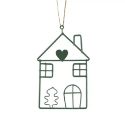 Decorazione natalizia da appendere in metallo (H13 cm) Casa invernale Verde