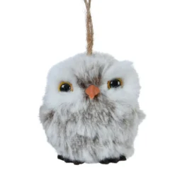 Decorazione natalizia da appendere (H6 cm) Gufo d'inverno Pelliccia grigia