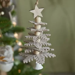 Decorazione natalizia sospesa in feltro (H17 cm) Albero incantato Grigio