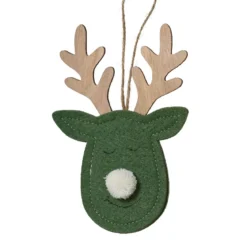 Decorazione natalizia sospesa in legno (H15 cm) Cervo del bosco Verde