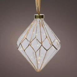 Diamante luminoso a pile 15 LED (H20 cm) Vintage Oro/bianco caldo