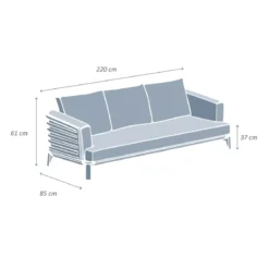 Divano da giardino in alluminio 3 posti Monte Carlo Grigio antracite