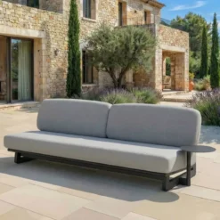 Divano da giardino in alluminio a 3 posti Long Beach Grigio antracite e grigio chiaro
