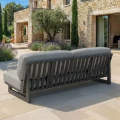 Divano da giardino in alluminio a 3 posti Long Beach Grigio antracite e grigio chiaro