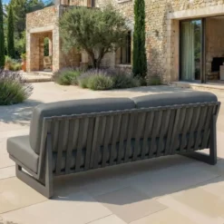 Divano da giardino in alluminio 3 posti Long Beach Grigio antracite