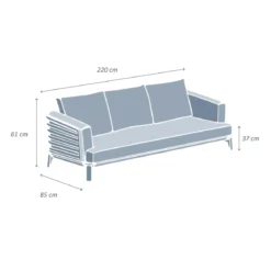 Divano da giardino in alluminio 3 posti Monte Carlo Bianco e terracotta