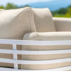 Divano da giardino in alluminio 3 posti Monte Carlo Bianco e beige