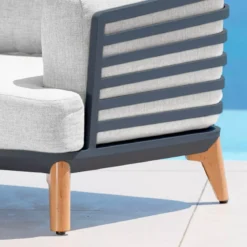 Divano da giardino in alluminio 3 posti Monte Carlo Grigio antracite e grigio chiaro