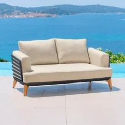 Divano da giardino in alluminio 2 posti Monte Carlo Grigio antracite e beige
