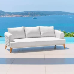 Divano da giardino in alluminio 3 posti Monte Carlo Bianco e grigio chiaro