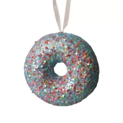 Donut di Natale da appendere (D9 cm) Golosità Blu glitterato