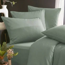 Federa cuscino a rullo in lyocell Tencel™ lavato (27 x 185 cm) Olivia Verde eucalipto