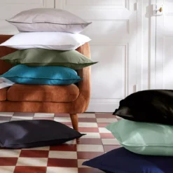 Federa cuscino a rullo percalle di cotone (L185 cm) Cali Nero