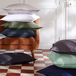 Federa cuscino a rullo percalle di cotone (L185 cm) Cali Blu marino