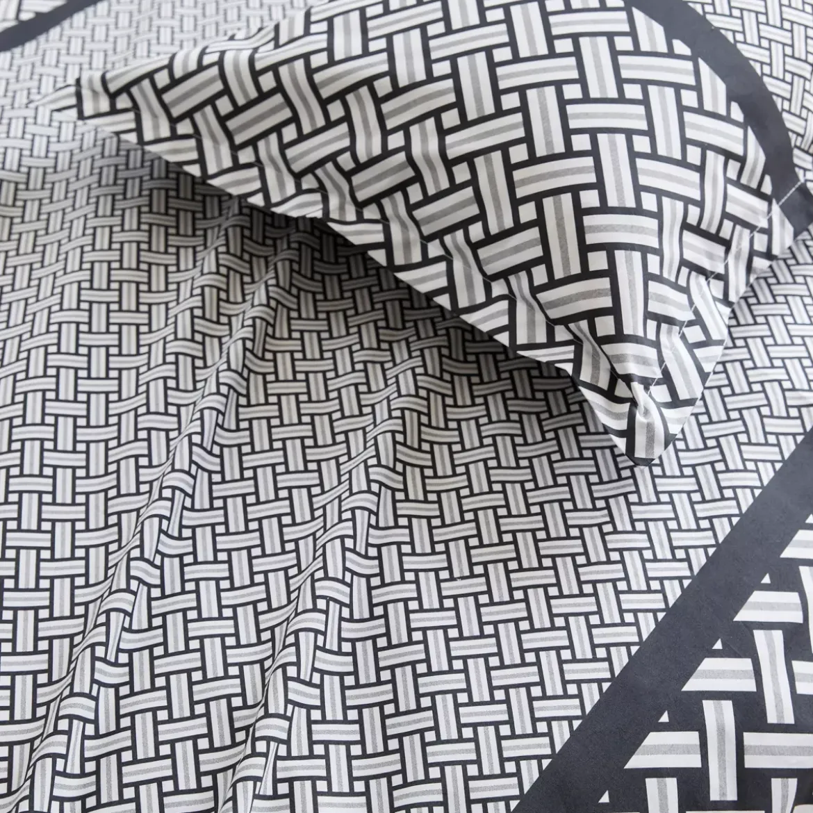 Federa cuscino letto quadrata in percalle di cotone (65 x 65 cm) Riviera Grigia