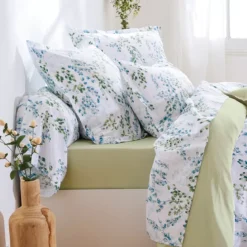 Federa cuscino letto rettangolare in raso di cotone (50 x 70 cm) Angèle Verde tiglio