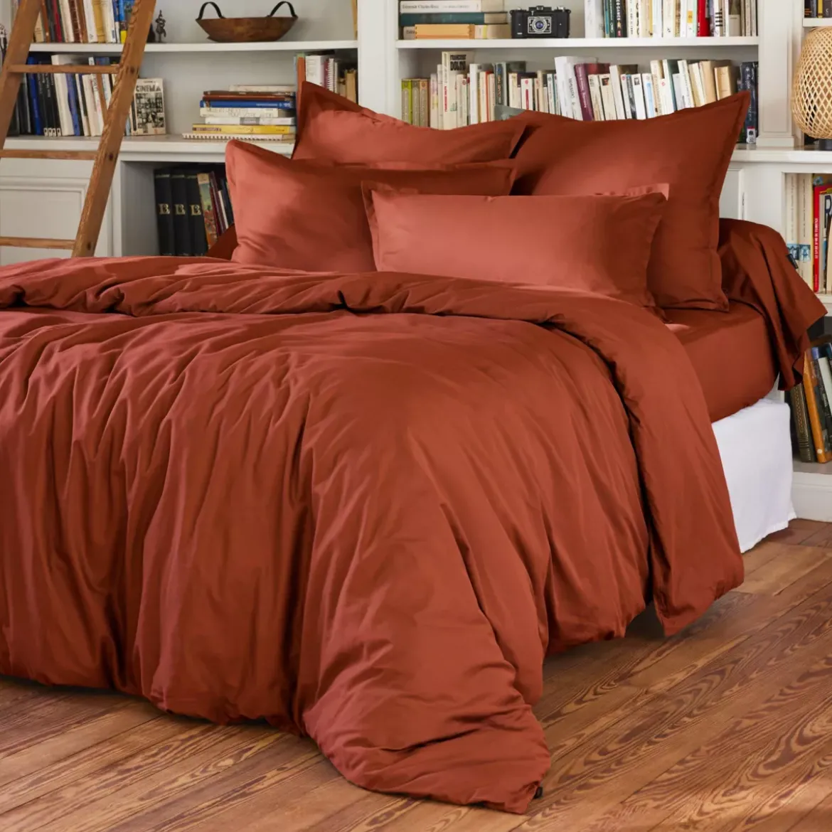 Federa cuscino quadrata percalle di cotone (65 cm) Cali Terracotta