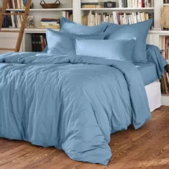 Federa per cuscino quadrata in percalle di cotone (65 x 65 cm) Cali Azzurro