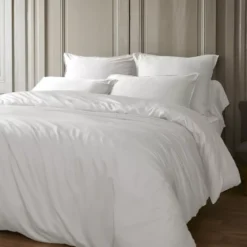 Federa per cuscino quadrata raso di bambù (80 x 80 cm) Sienna Bianco chantilly