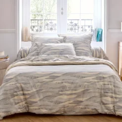 Federa per cuscino rettangolare in cotone lavato (65 x 65 cm) Onde Blu