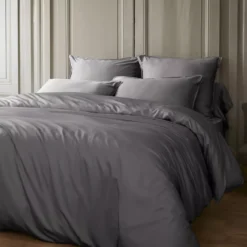 Federa per cuscino rettangolare in raso di bambù (50 x 80 cm) Sienna Grigio granito
