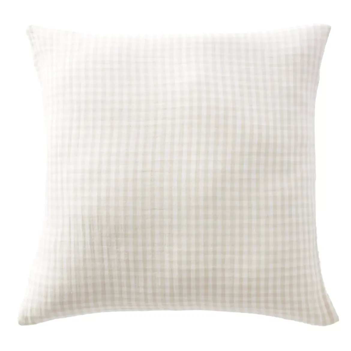 Federa Quadrata in garza di cotone (80 x 80 cm) Gaïa Vichy Beige
