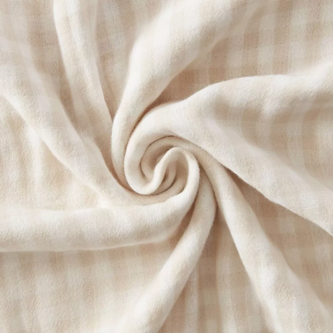 Federa Quadrata in garza di cotone (80 x 80 cm) Gaïa Vichy Beige
