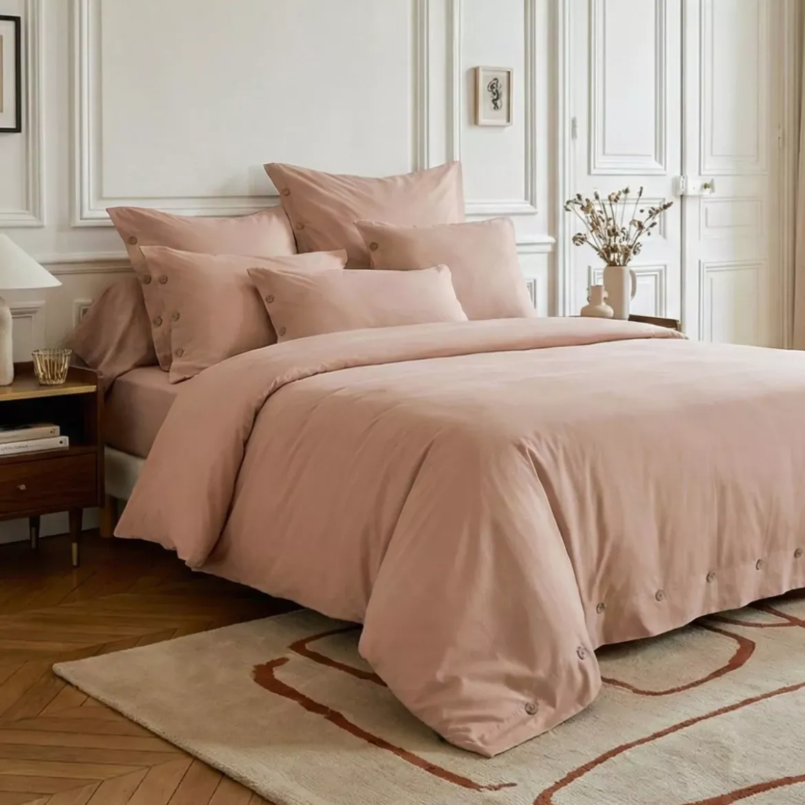 Federa quadrata in percalle di cotone (80 x 80 cm) Diane Rose Blush