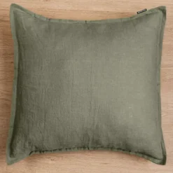 Federa quadrata lino lavato (80 cm) Louise Verde rosmarino