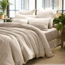 Federa rettangolare garza di cotone (50 x 70 cm) Gaïa Beige pampa
