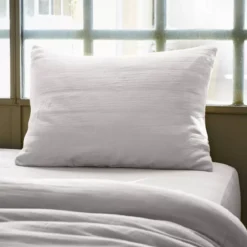 Federa rettangolare garza di cotone (L80 cm) Gaïa Grigio nuvola